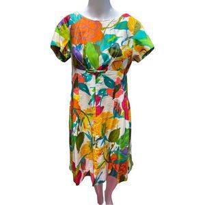 VINTAGE 60/70s Alice Polynesian Fashion Floral Knee Length Sheath Dress.